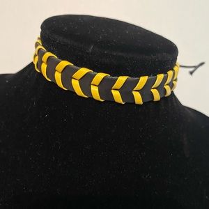 Adjustable Leather Bracelet Herringbone Design